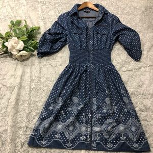 Navy Blue with White Polka Dots Dress